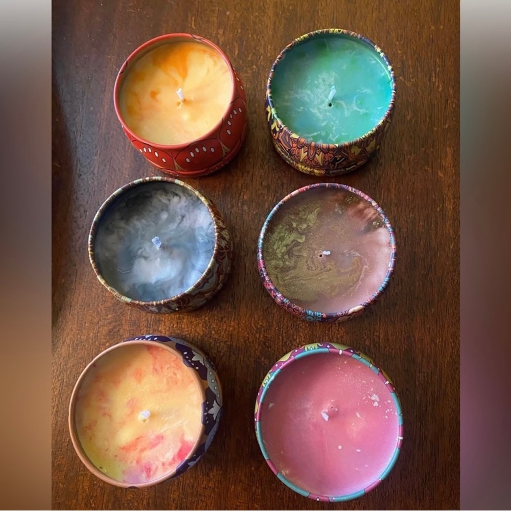 Set of 6 New hand poured Soy travel size / bedside candle samplers.strong scent